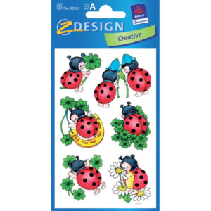 Z-Design 53281, Deko Sticker, Marienkäfer, 2 Bogen/12 Sticker