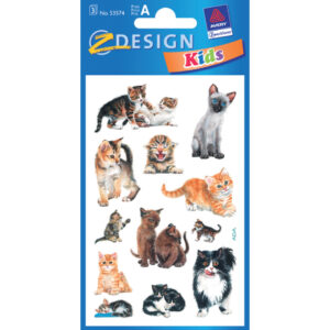 Z-Design 53574, Kinder Sticker, Katzenbabies, 3 Bogen/36 Sticker