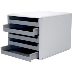 Schubladenbox - A4, 5 offene Schubladen, hellgrau/dunkel