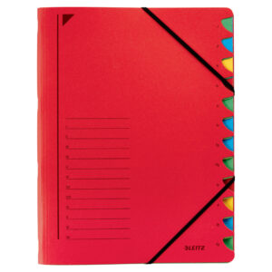 3912 Ordnungsmappe - 12 Fächer, A4, Pendarec-Karton (RC), 430 g/qm, rot
