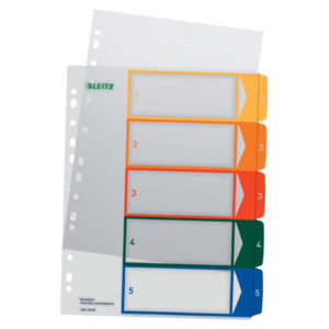 1291 Zahlenregister - PP, blanko, bedruckbar, A4 Überbreite, 5 Blatt, farbig