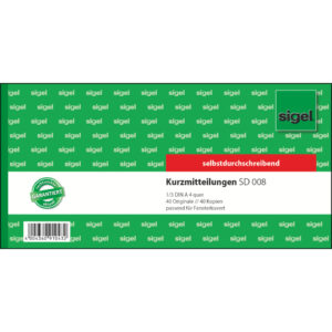 Kurzmitteilungen - 1/3 A4 quer, 1. und 2. Blatt bedruckt, SD, MP, 2 x 40 Blatt