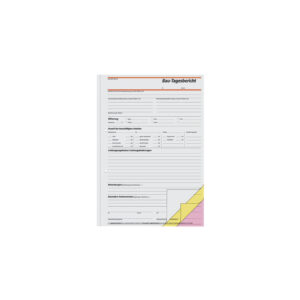 Bautagebuch - A4, 1., 2. und 3. Blatt bedruckt, SD, MP, 3 x 40 Blatt