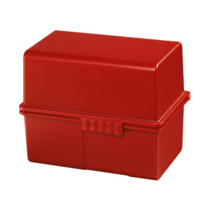 Karteibox DIN A8 quer - für 200 Karten mit Stahlscharnier, rot