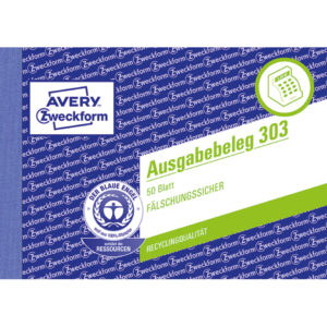 303 Ausgabebeleg mit Dokumentendruck, DIN A6 quer, fälschungssicher, 50 Blatt, gelb