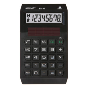 Tischrechner Eco 10, 100% Solar, einzeilig, 8 Stellen, schwarz