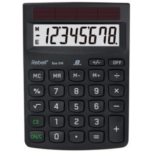 Tischrechner Eco 310, 100%Solar, einzeilig, 8 Stellen, 102x143x29mm,schwarz