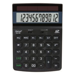 Tischrechner Eco 450, 100% Solar, einzeilig, 12 Stellen, 132x184x34mm, schwarz