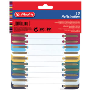 Heftstreifen - 34 x 150 mm, PP-Folie, 10 Stück, sortiert