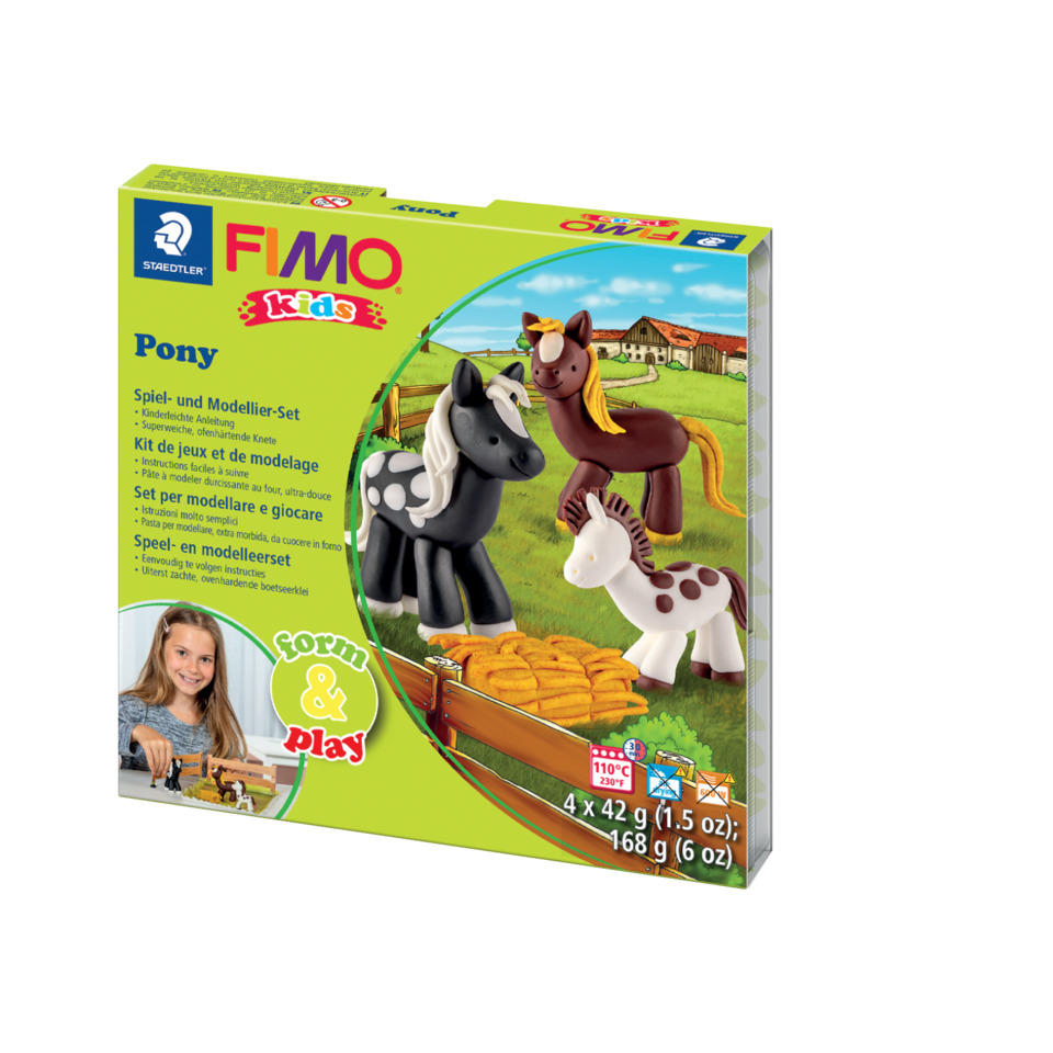 Modelliermasse FIMO® Kids Materialpackung Form & Play "Pony", 4 x 42 g