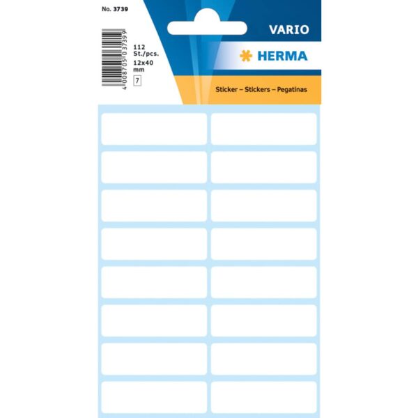 3739 Vielzwecketiketten weiß 12x40 mm Papier matt 112 St.