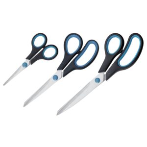 Scherenset Easy Grip - rostfrei, spitz, 3tlg, blau/schwarz