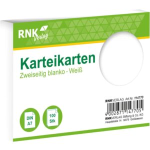 Karteikarten - DIN A7, blanko, weiß, 100 Karten