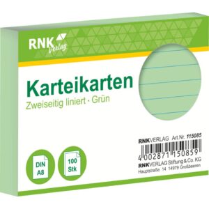 Karteikarten - DIN A8, liniert, grün, 100 Karten