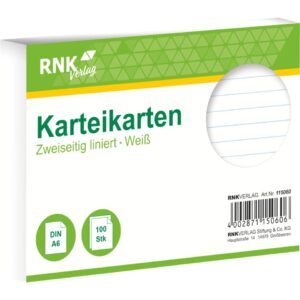 Karteikarten - DIN A6, liniert, weiß, 100 Karten