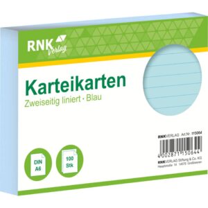 Karteikarten - DIN A6, liniert, blau, 100 Karten
