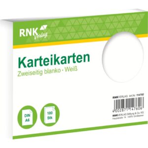Karteikarten - DIN A6, blanko, weiß, 100 Karten