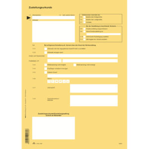 Zustellungsurkunde, 2 Seiten, DIN A4, 80g/qm