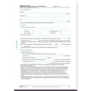 Mietvertrag für Garagen, 4 Seiten, gefalzt auf DIN A4, 10 Stück