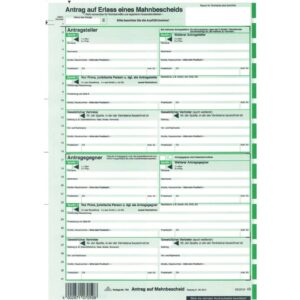 Antrag Mahnbescheid, alle Bundesländer, 2 Einzelblatt, DIN A4 lose im Wechsel