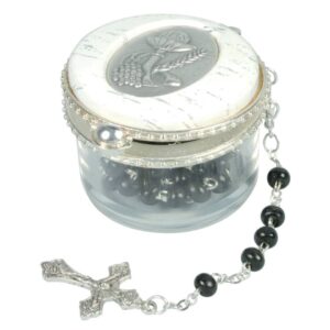 Rosenkranzset - Dose mit Holzrosenkranz, schwarz, ca. 39 cm