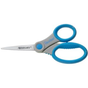 Schere Microban® Softgrip, rostfrei, asymmetrisch, grau/blau, 15,5 cm