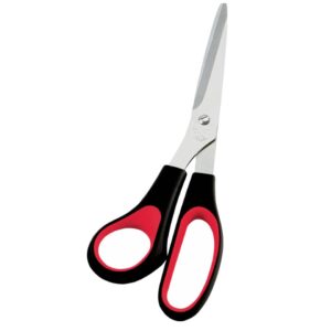Schere Edelstahl - 21 cm, schwarz/rot, Softgriff, Linkshänder