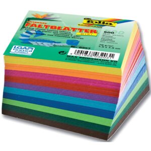 Faltblätter 8 x 8 cm - 10 Farben sortiert, 500 Blatt, 70g/qm