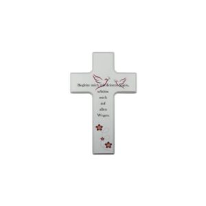 Kinderkreuz "Begleite mich mit deimem Segen" - Holz, weiß, 15 x 9 cm cm