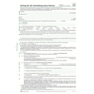 Vertrag zur Vermietung eines Hauses, 4 Seiten, gefalzt auf DIN A4 + Hausordnung