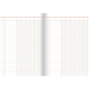 Spaltenbuch mit 6 Spalten, 60 Seiten, DIN A4, rot/grau liniert