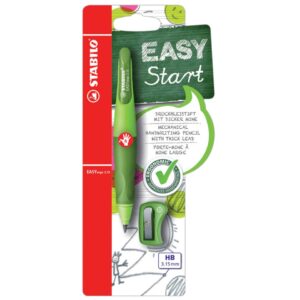 Ergonomischer Druck-Bleistift für Rechtshänder - EASYergo 3.15 in hellgrün/dunkelgrün - Einzelstift - inklusive 1 dicken Mine - Härtegrad HB & Spitzer