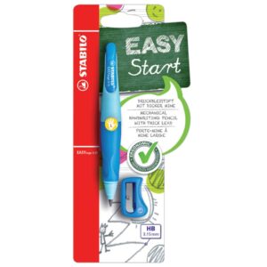 Ergonomischer Druck-Bleistift für Linkshänder - EASYergo 3.15 in hellblau/dunkelblau - Einzelstift - inklusive 1 dicken Mine - Härtegrad HB & Spitzer