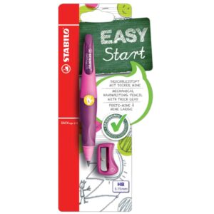 Ergonomischer Druck-Bleistift für Linkshänder - EASYergo 3.15 in pink/lila - Einzelstift - inklusive 1 dicken Mine - Härtegrad HB & Spitzer