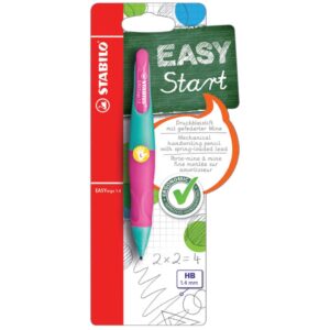 Ergonomischer Druck-Bleistift für Linkshänder - EASYergo 1.4 in türkis/neonpink - Einzelstift - inklusive 3 dünner Minen - Härtegrad HB