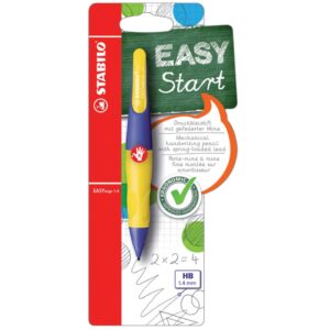 Ergonomischer Druck-Bleistift für Rechtshänder - EASYergo 1.4 in violett/neongelb - Einzelstift - inklusive 3 dünner Minen - Härtegrad HB
