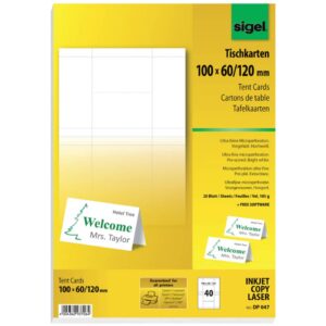 Tischkarte, 100x60mm, 185g/m², 20 Blatt, weiß