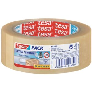 Verpackungsklebeband tesapack® Ultra Strong, PVC, 66 m x 38 mm, transparent