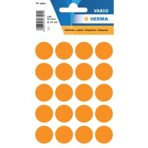 1874 Vielzwecketiketten - orange, Ø 19 mm, matt, 100 Stück