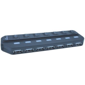 USB 2.0 Hub 1:7 mit seperaten Ein-/Aus-Schaltern