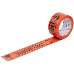 Warnband "Vorsicht Glas" - orange/schwarz, 50mm x 66m
