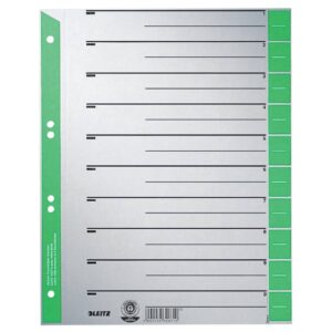 1652 Trennblätter - A4 Überbreite, grün, farbiger Lochrand, 100 Stück