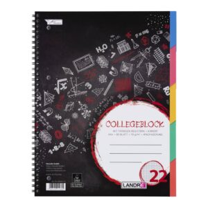 Collegeblock mit Register - A4+, kariert, 70 g/qm, 80 Blatt