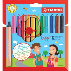 Filzstift mit Kappenring - Cappi - 12er Pack - mit 12 verschiedenen Farben