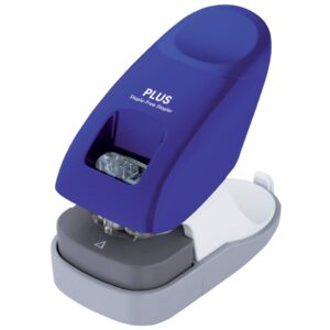 Heftgerät klammerlos - bis 10 Blatt, mit Lochfunktion, blau