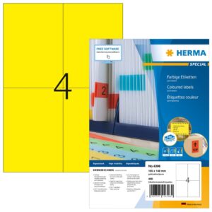 4396 Universaletiketten SuperPrint - 105 x 148 mm, gelb, matt, 400 Stück