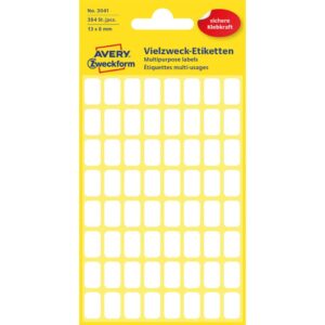 3041 Mini-Organisations-Etiketten, 13 x 8 mm, 6 Blatt/384 Etiketten, weiß