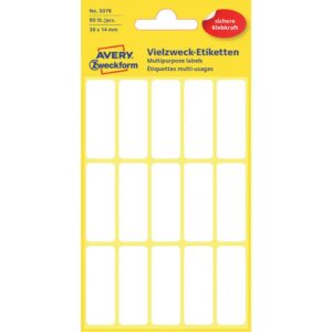 3076 Mini-Organisations-Etiketten, 38 x 14 mm, 6 Blatt/90 Etiketten, weiß