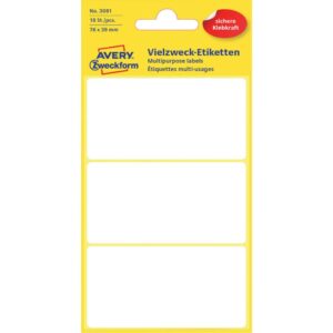 3081 Universal-Etiketten, 76 x 39 mm, 6 Blatt/18 Etiketten, weiß