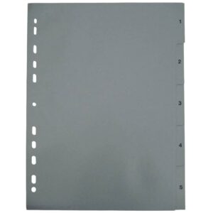 Zahlenregister - 1 - 5, PP, A4, 5 Blatt, grau